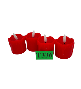 Zestaw 4 Świec LED Bezpłomieniowych Czerwonych 5x5 cm Timer Baterie CR2450
