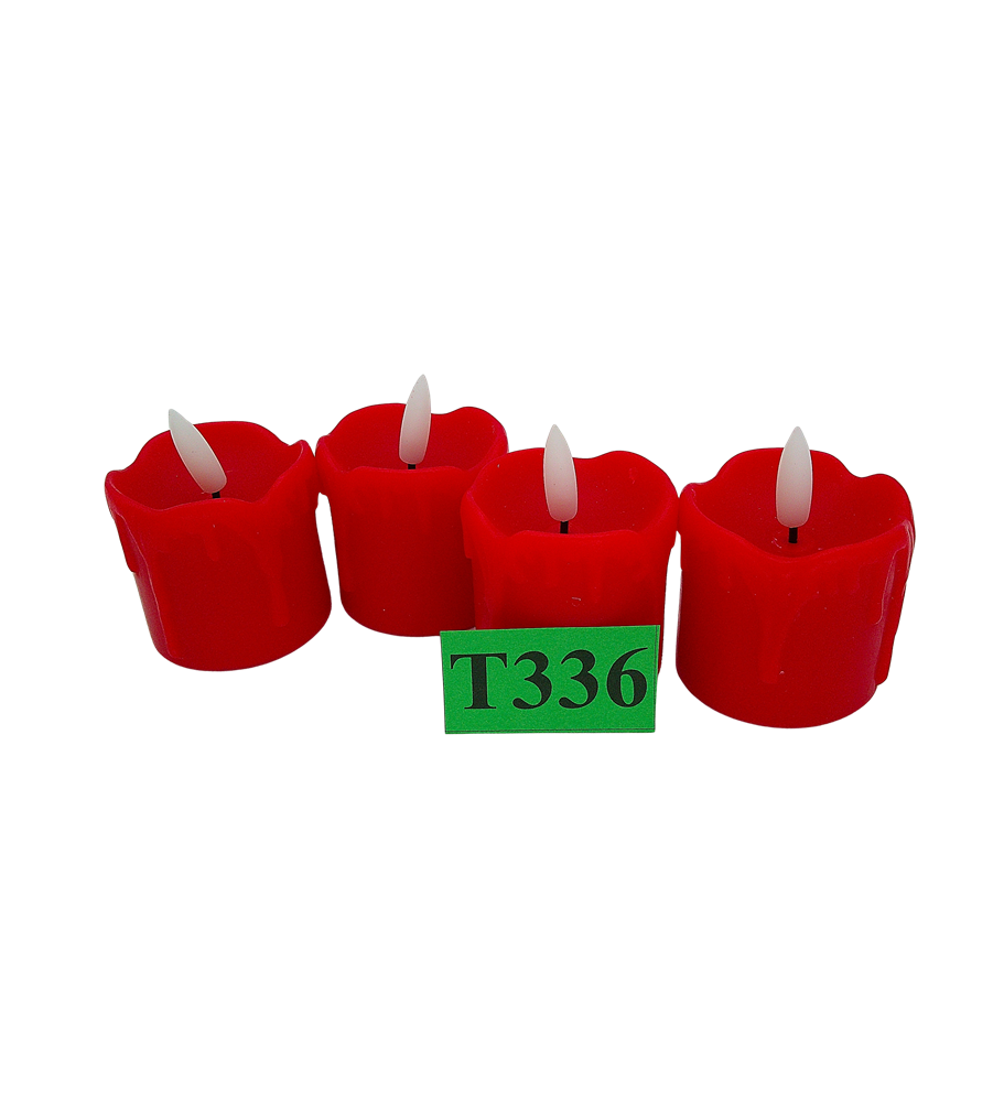 Zestaw 4 Świec LED Bezpłomieniowych Czerwonych 5x5 cm Timer Baterie CR2450