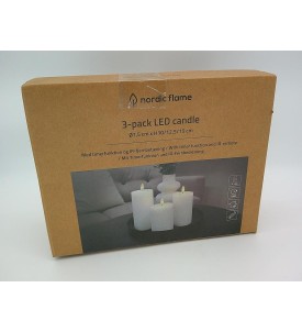 Nordic Flame Świece LED 3 szt. z Pilotem Timer Dekoracyjne 10/12,5/15 cm