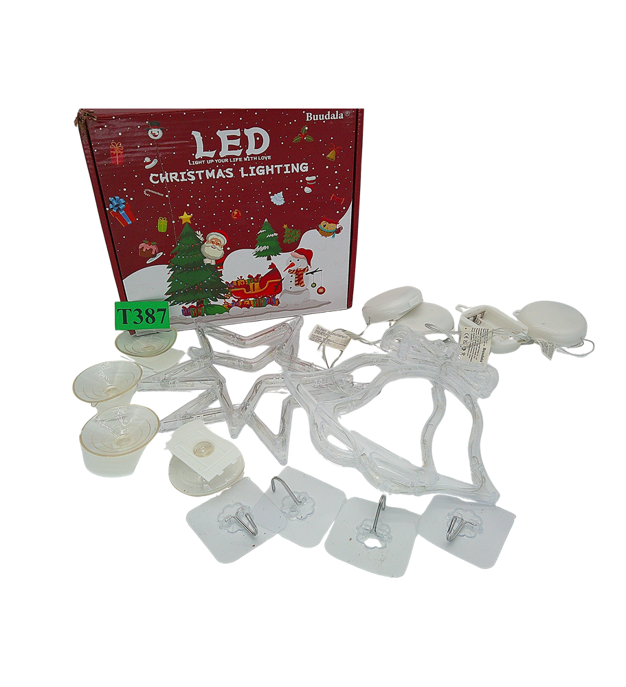 Dekoracje Okienne LED 4 szt. Gwiazdki Dzwonki Timer 6H Lampki na Baterie AAA