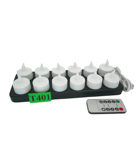 FLAMME CHARGE 12x Świeca LED Tealight Akumulatorowa Stacja Ładowania Pilot Efekt Płomienia