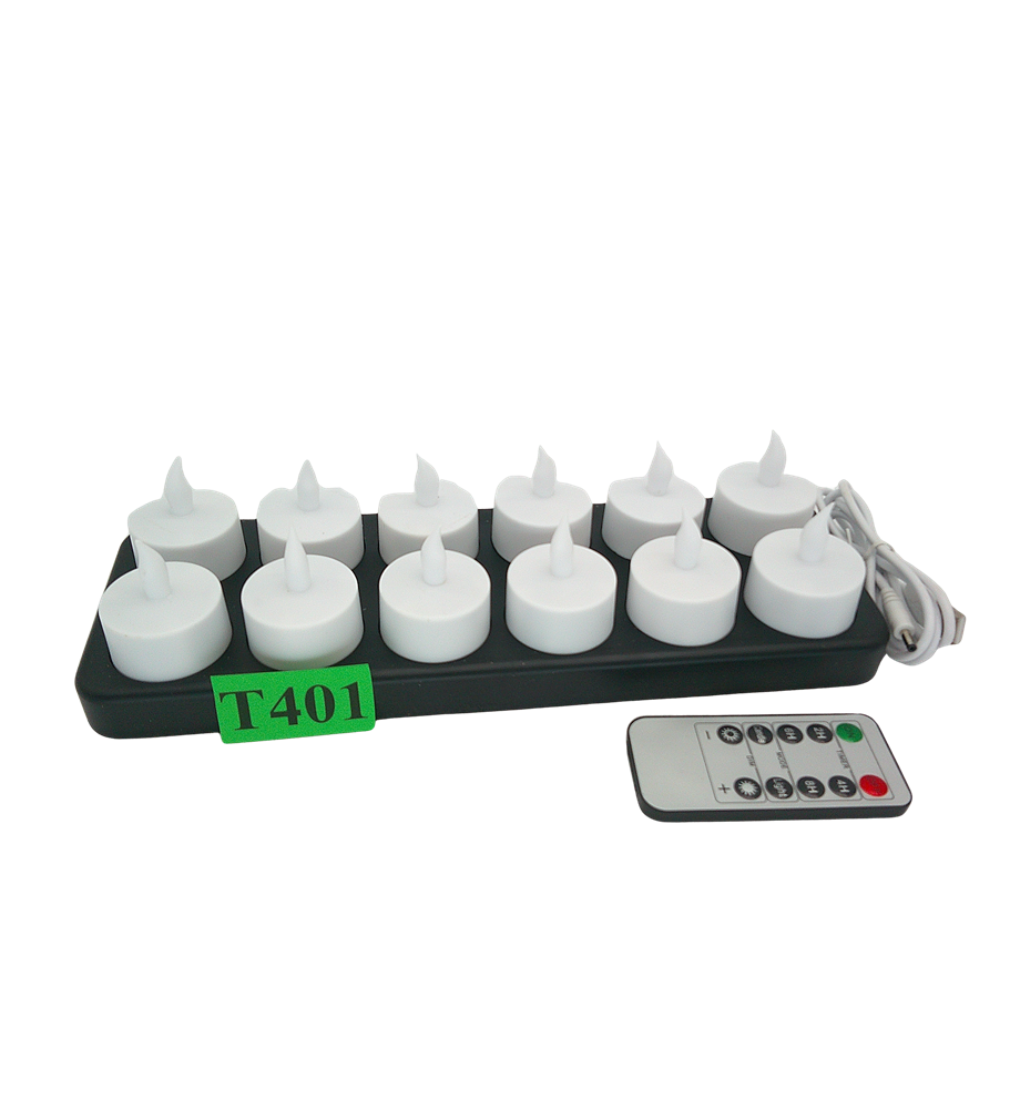 FLAMME CHARGE 12x Świeca LED Tealight Akumulatorowa Stacja Ładowania Pilot Efekt Płomienia