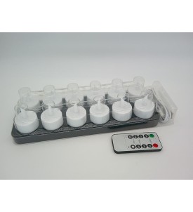 FLAMME CHARGE 12x Świeca LED Tealight Akumulatorowa Stacja Ładowania Pilot Efekt Płomienia