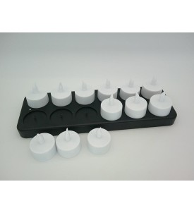 FLAMME CHARGE 12x Świeca LED Tealight Akumulatorowa Stacja Ładowania Pilot Efekt Płomienia