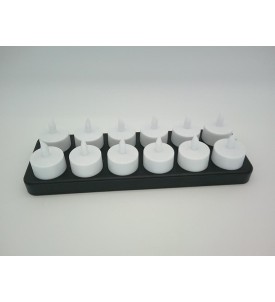 FLAMME CHARGE 12x Świeca LED Tealight Akumulatorowa Stacja Ładowania Pilot Efekt Płomienia