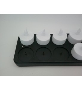 FLAMME CHARGE 12x Świeca LED Tealight Akumulatorowa Stacja Ładowania Pilot Efekt Płomienia
