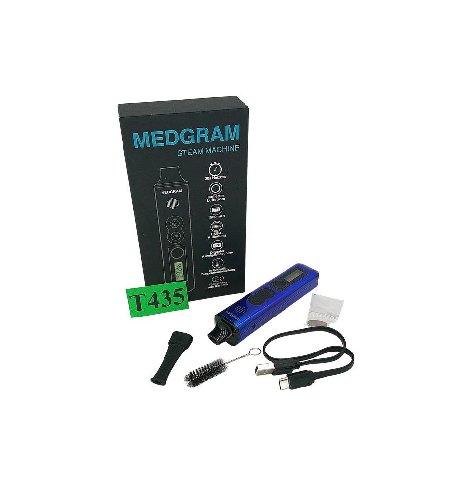 MEDGRAM V1 Pro Waporyzator do Suszu Ziół 93–220°C LCD USB-C 1500 mAh Niebieski