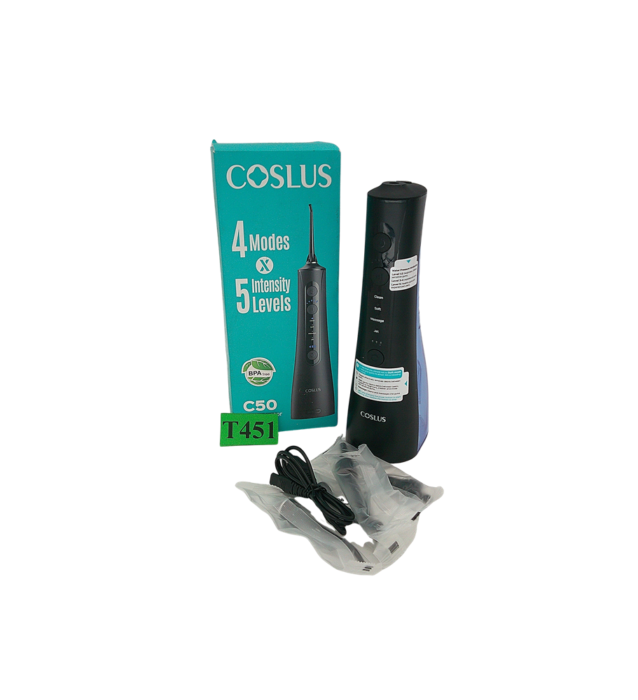 COSLUS C50 Irygator Dentystyczny Bezprzewodowy 300ml 20 Poziomów 4 Tryby IPX7 Czarny