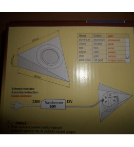 OPRAWA TRÓJKĄTNA PUNKTOWA ZŁOTA 20W 12V MEBLOWA