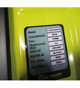 Agregat prądotwórczy KALTMANN K-PG6500 5.5 kW