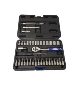 ZESTAW KLUCZY NASADOWYCH 1/4" 38 SZT. NASADKI GRZECHOTKA PRZEDŁUŻKI HEX TORX.