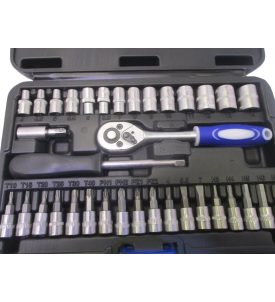 ZESTAW KLUCZY NASADOWYCH 1/4" 38 SZT. NASADKI GRZECHOTKA PRZEDŁUŻKI HEX TORX.