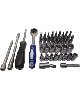 ZESTAW KLUCZY NASADOWYCH 1/4" 38 SZT. NASADKI GRZECHOTKA PRZEDŁUŻKI HEX TORX.