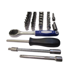 ZESTAW KLUCZY NASADOWYCH 1/4" 38 SZT. NASADKI GRZECHOTKA PRZEDŁUŻKI HEX TORX.