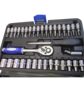 ZESTAW KLUCZY NASADOWYCH 1/4" 38 SZT. NASADKI GRZECHOTKA PRZEDŁUŻKI HEX TORX.