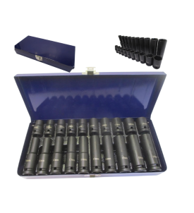 NASADKI UDAROWE WZMACNIANE DŁUGIE I KRÓTKIE 20szt 1/2" 10-19mm + WALIZKA HARD DO KLUCZA