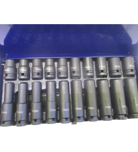 NASADKI UDAROWE WZMACNIANE DŁUGIE I KRÓTKIE 20szt 1/2" 10-19mm + WALIZKA HARD DO KLUCZA