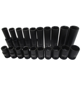 NASADKI UDAROWE WZMACNIANE DŁUGIE I KRÓTKIE 20szt 1/2" 10-19mm + WALIZKA HARD DO KLUCZA