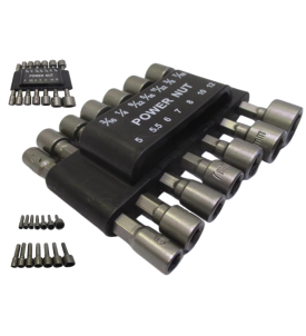 NASADKI KLUCZE DO WKRĘTARKI 14 SZTUK 1/4" BITY 5-12mm 3/16-7/16" + ORGANIZER