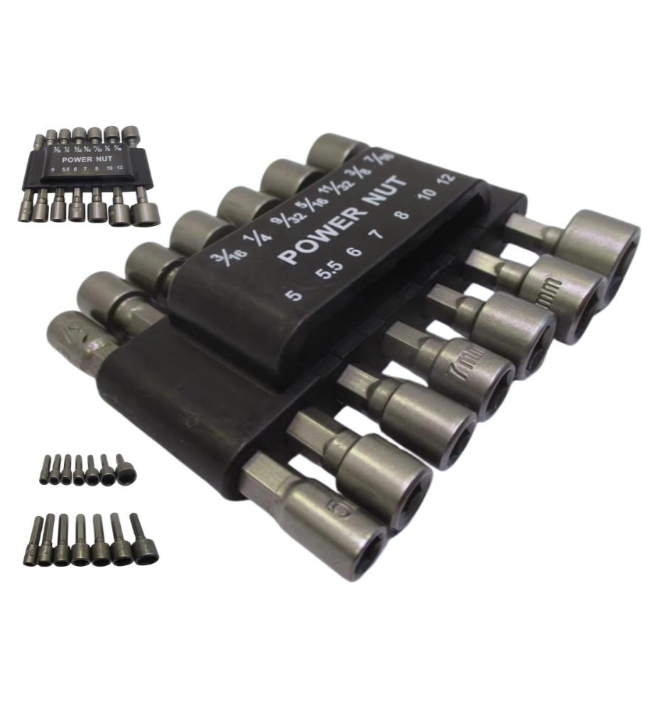 NASADKI KLUCZE DO WKRĘTARKI 14 SZTUK 1/4" BITY 5-12mm 3/16-7/16" + ORGANIZER NASADKI KLUCZE DO WKRĘTARKI 14 SZTUK 1/4" BITY 5-12mm 3/16-7/16" + ORGANIZER