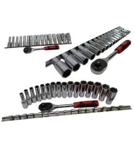 ZESTAW NASADEK 1/2" + GRZECHOTKA  DŁUGIE NASADKI 16SZT 8-24MM KLUCZE NASADOWE LISTWA