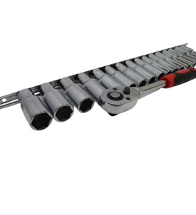 ZESTAW NASADEK 1/2" + GRZECHOTKA  DŁUGIE NASADKI 16SZT 8-24MM KLUCZE NASADOWE LISTWA