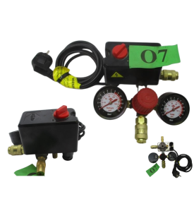 PRESOSTAT WYŁĄCZNIK CIŚNIENIOWY DO KOMPRESORA / SPRĘŻARKI – NAKRĘCANY – KOMPLETNY Z MANOMETREM I PRZEWODEM