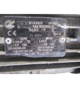 MOTOREDUKTOR SILNIK Z PRZEKŁADNIA  NORD SK 90L/4 BRE20 1.5KW 74 OBR/MIN. 230/400V KĄTOWY