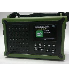 Radio Awaryjne FM z Korbką i Panelem Solarnym, Akumulator 12000 mAh, Bluetooth 5.0, Latarka LED, Lampka do Czytania, Powerbank