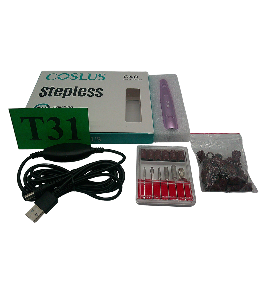 COSLUS Profesjonalna Elektryczna Frezarka do Paznokci z Akcesoriami | Manicure i Pedicure | Bezprzewodowa | USB