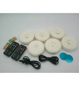 Tedmos Lampki LED Puck RGB 2400 mAh | Bezprzewodowe Lampki Dotykowe z Pilotem | Ładowanie USB | Oświetlenie Podszafkowe