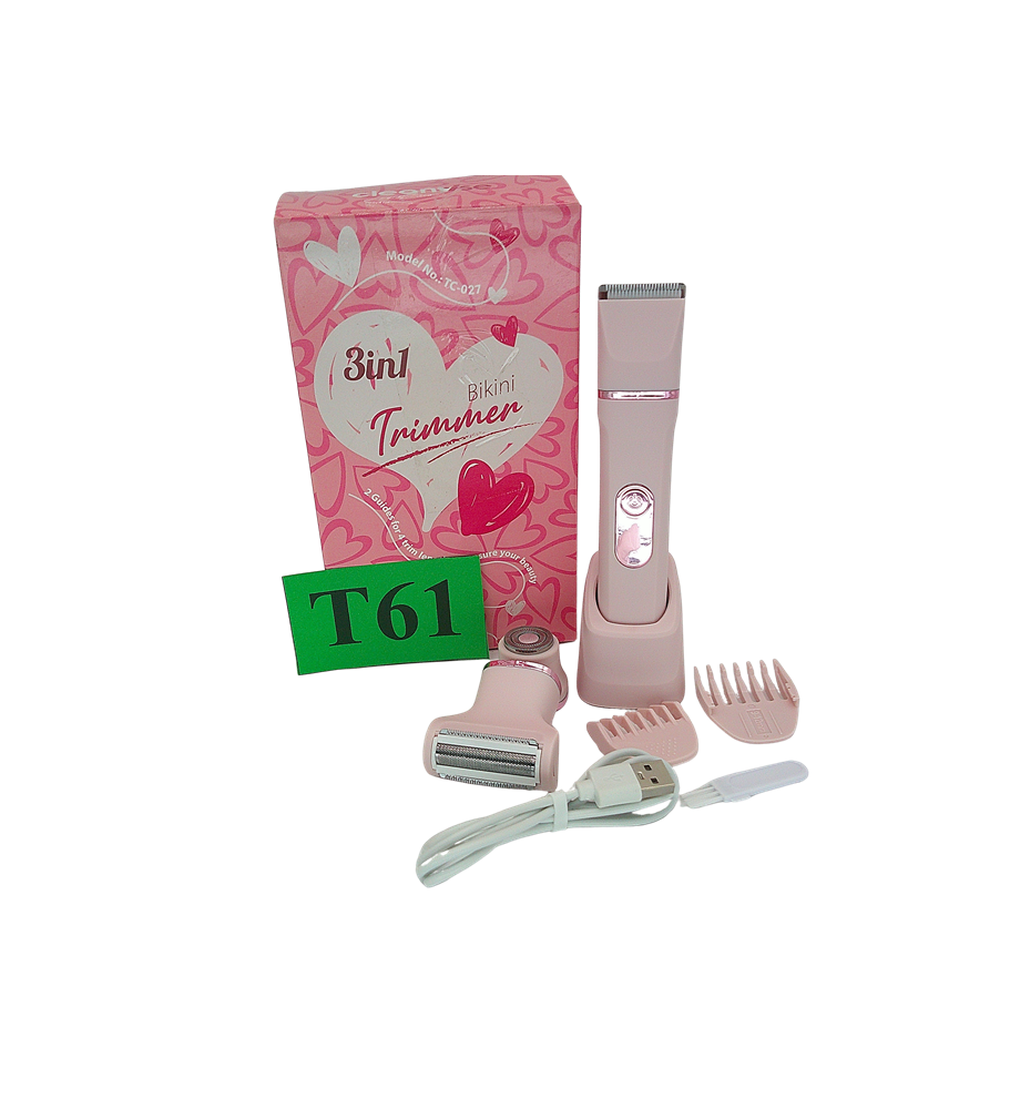 Trymer Damski 3w1 do Bikini i Ciała | Golarka Elektryczna z Wyświetlaczem LED | IPX7 | Ceramiczne Ostrza | USB | Różowy