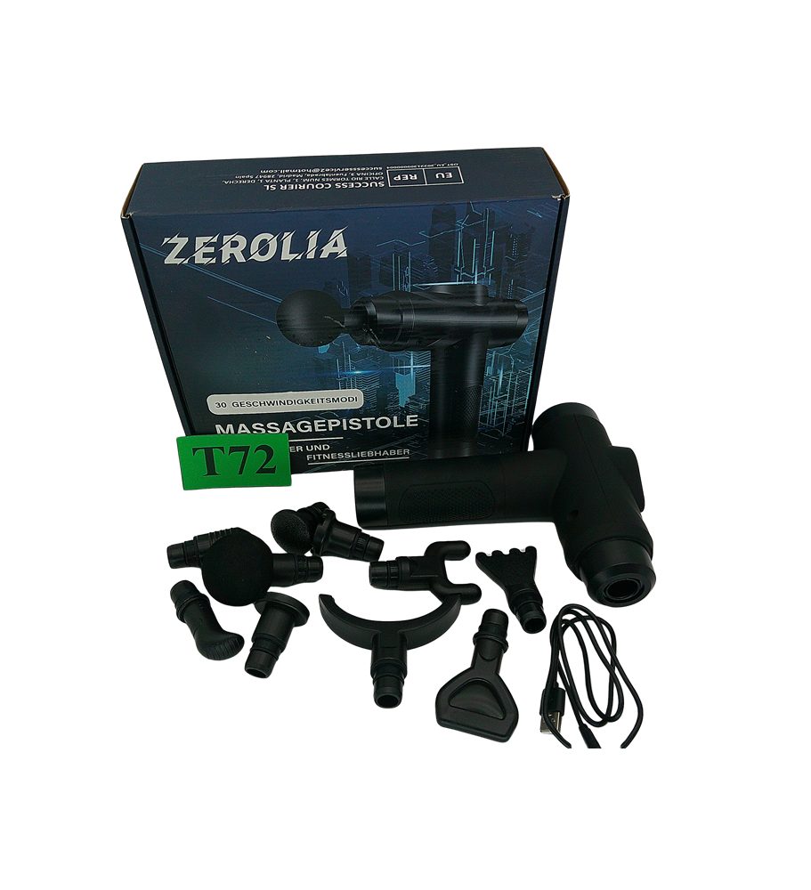 ZEROLIA Pistolet do Masażu Mięśni | 30 Poziomów Prędkości | 10 Głowic | Masażer Wibracyjny | Regeneracja Mięśni