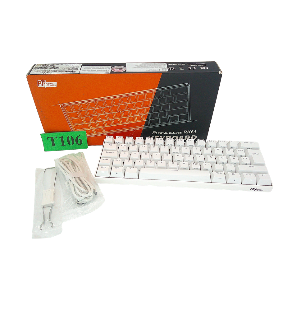 Royal Kludge RK61 RGB Klawiatura Mechaniczna | Brown Switch | Bluetooth/USB-C | 60% | Biała