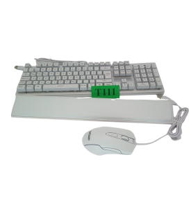 RedThunder K10 Zestaw Gamingowy RGB | Klawiatura QWERTZ DE + Mysz 7D | Biała | Ergonomiczna