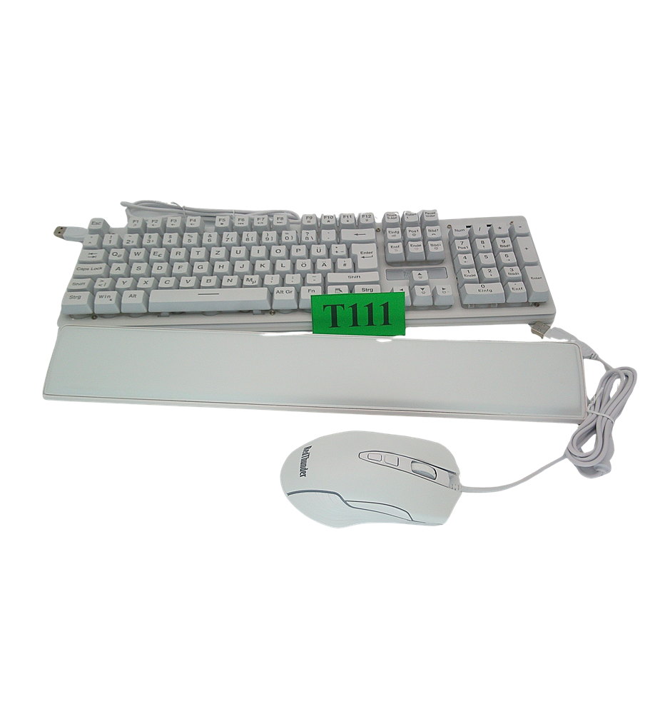 RedThunder K10 Zestaw Gamingowy RGB | Klawiatura QWERTZ DE + Mysz 7D | Biała | Ergonomiczna