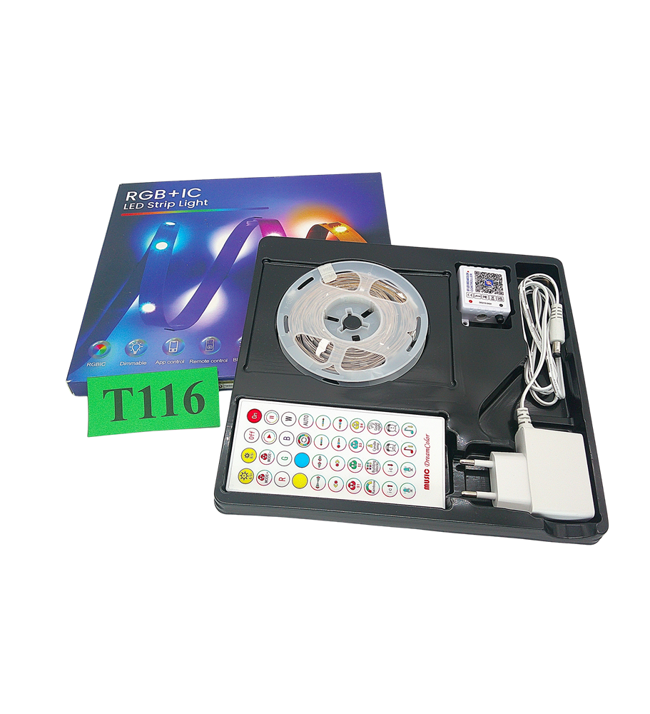 Taśma LED VKH RGB IC 5 m | Pilot + Aplikacja | Synchronizacja z Muzyką | Segmentowe Sterowanie