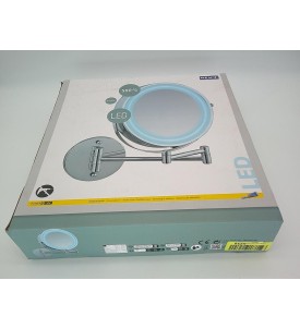 WENKO POWER-LOC Lustro Kosmetyczne LED Ścienne | 5x Powiększenie | Bez Wiercenia | Chrom