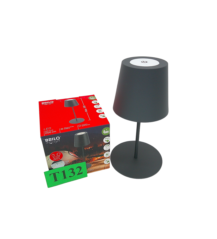 BRILO UNPLUGGED 7508015 Lampa Stołowa LED | Bezprzewodowa | 2,5 W | 200 lm | 2700K | IP44 | Czarna