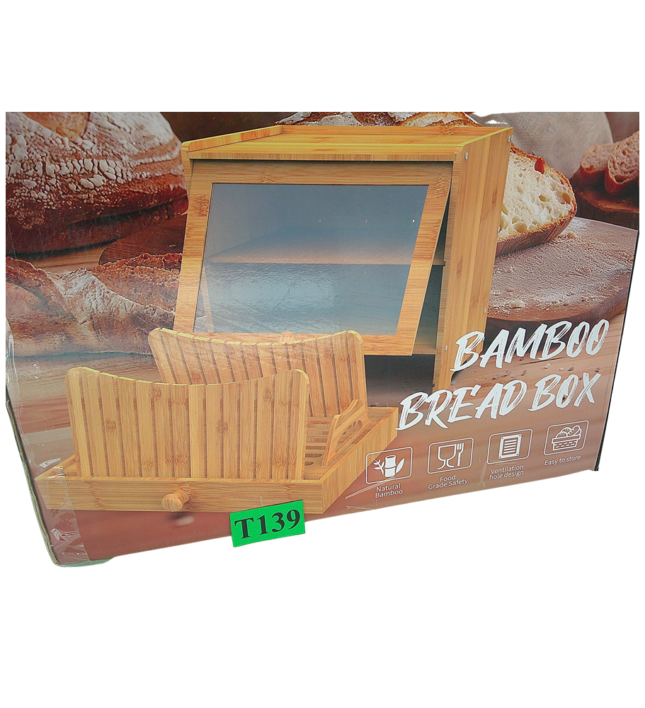 Dwupoziomowy Chlebak Bambusowy Bamboo Bread Box | Pojemnik na Pieczywo | 2 Poziomy