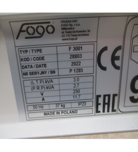 Duży nowy Agregat Prądotwórczy 3000W 3kW 12/230V Professional FOGO