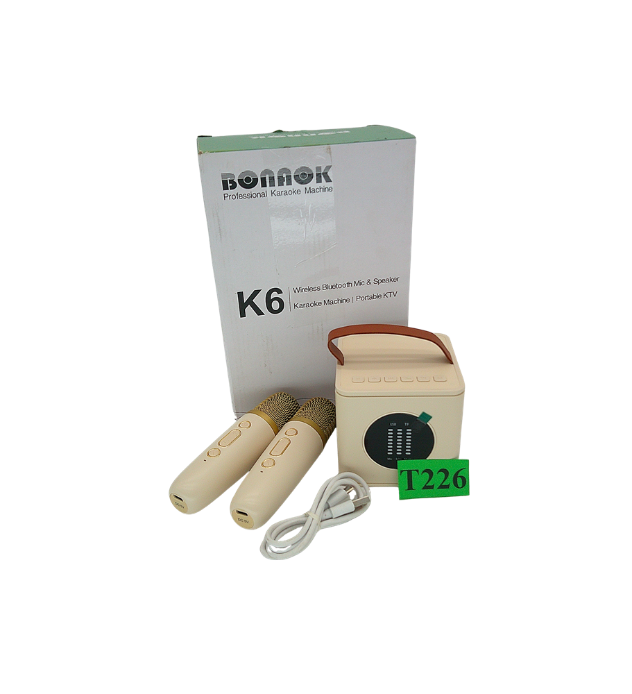 BONAOK K6 Karaoke dla Dzieci Głośnik Bluetooth + 2 Mikrofony Bezprzewodowe