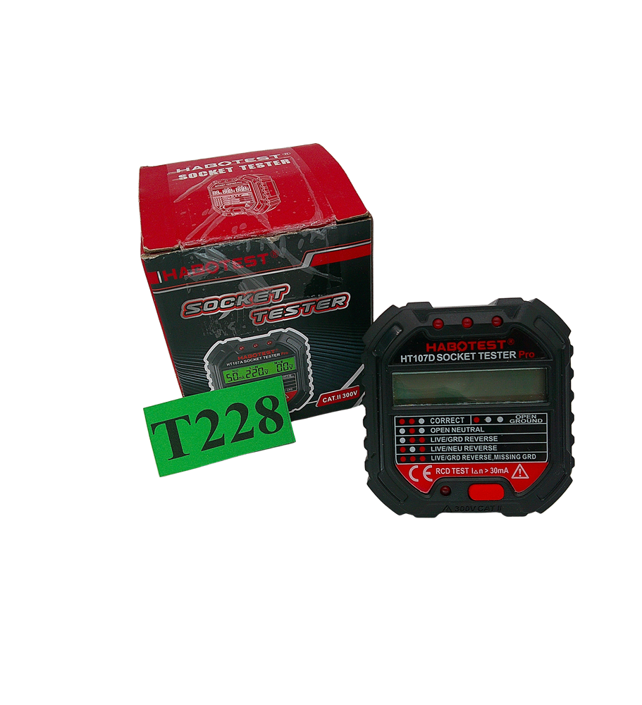 HABOTEST HT107D Tester Gniazdek Elektrycznych RCD Uziemienia LCD LED
