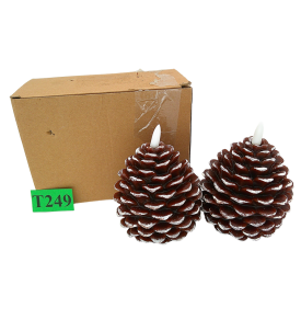 Świece LED Woskowe FLAMME CONE Szyszka Brązowa 10,5 cm Timer – 2 szt.
