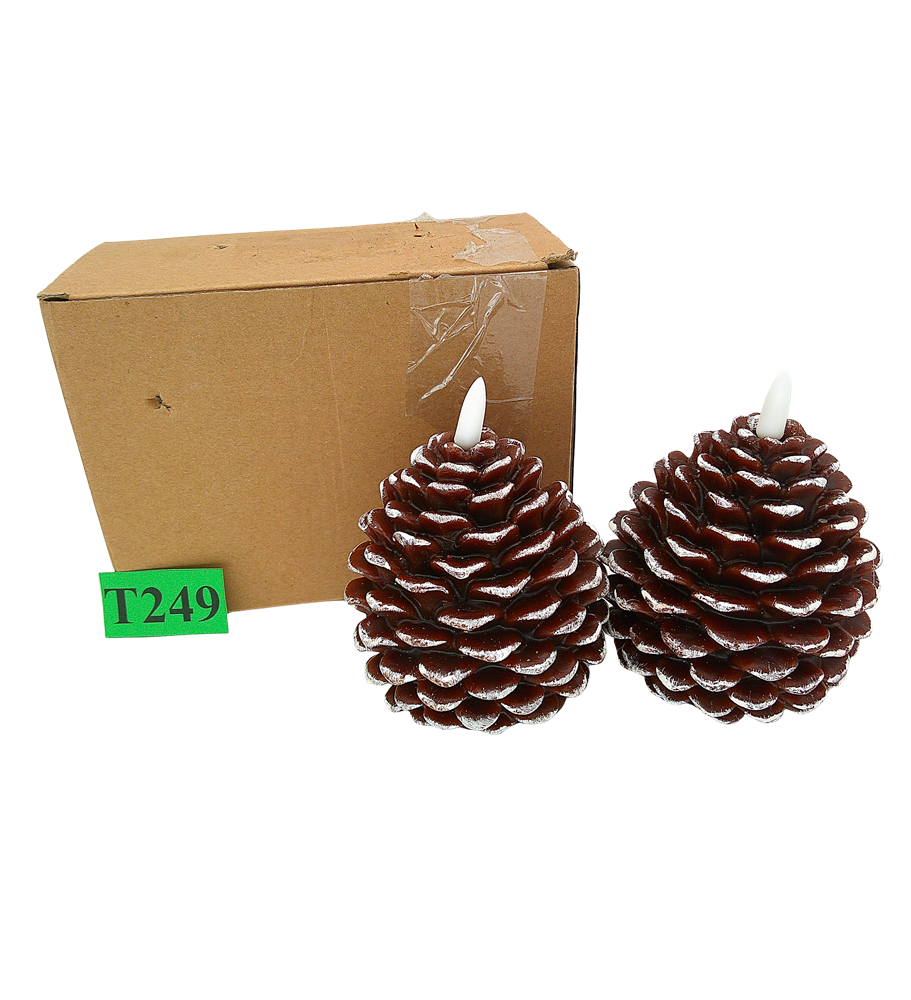 Świece LED Woskowe FLAMME CONE Szyszka Brązowa 10,5 cm Timer – 2 szt.