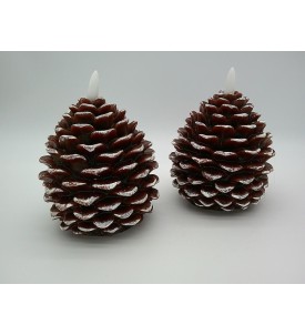 Świece LED Woskowe FLAMME CONE Szyszka Brązowa 10,5 cm Timer – 2 szt.