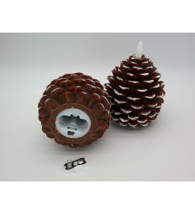 Świece LED Woskowe FLAMME CONE Szyszka Brązowa 10,5 cm Timer – 2 szt.