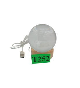 Lampka Nocna Crystal Ball 3D Szklana Kula Kot Kwiaty Motyl LED Drewniana USB