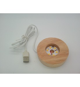Lampka Nocna Crystal Ball 3D Szklana Kula Kot Kwiaty Motyl LED Drewniana USB