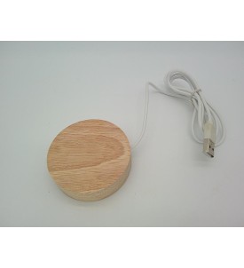 Lampka Nocna Crystal Ball 3D Szklana Kula Kot Kwiaty Motyl LED Drewniana USB